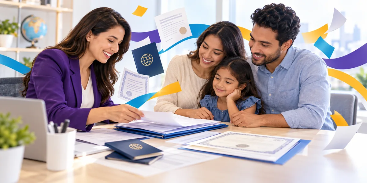 Immigration documents translation illustration